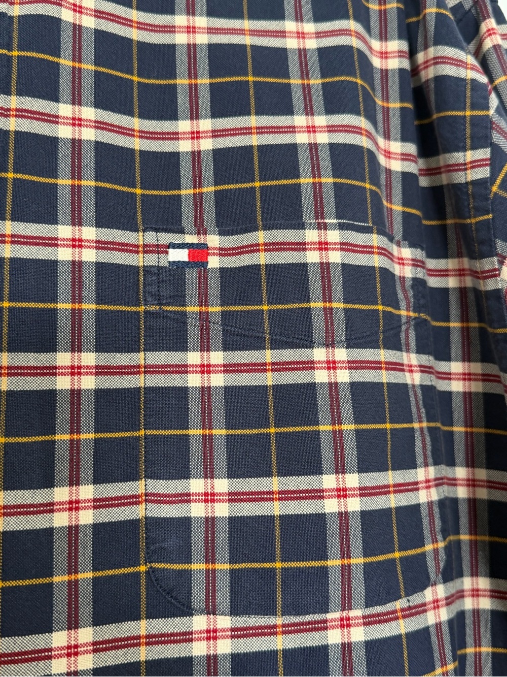 Vintage 1999 Tommy Hilfiger Men's L Plaid Button Down Shirt Flag Logo - Picture 4 of 14